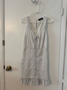 Kitsch White Mini Dress with Black Polka Dots